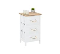 Table De Chevet Perugia Table De Nuit 3 Tiroirs En Bois De Paulownia Style Shabby Chic Vintage Rustique Campagnard Blanc Blanc