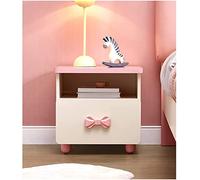 Table de chevet pour enfants, table de chevet fille pour chambre à coucher, dessin animé armoire de chevet rose 2 tiroir, mini armoire de rangement de chevet meubles simples 43x40x42cm (couleur:
