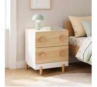 Table de chevet pour enfants Vaarentaa avec 2 tiroirs 47 x 40 x 35 cm blanc / effet chêne