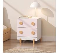 Table de chevet pour enfants Vaarentaa avec 2 tiroirs 47 x 40 x 35 cm blanc / rose
