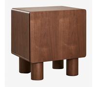 Table de chevet rectangulaire 50x40 cm en MDF et placage Gumeri Bois Foncé