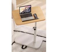 Table de chevet réglable à roulettes cachées, table auxiliaire robuste pour étude et lecture, mobilier multifonction beige moderne pour la maison et le bureau