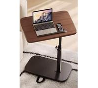Table de chevet réglable en hauteur avec bureau à roulettes cachées, table d'appoint robuste pour étude et lecture, table auxiliaire marron pour petits espaces