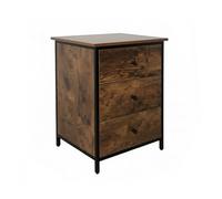 Table de Chevet Relaxdays, 3 tiroirs, H x L x P : 60 x 40 x 40 cm, Meuble de Nuit pour Chambre, métal et MDF, Brun/Noir