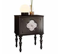 Table de chevet rétro en bois massif avec grand tiroir, table d'appoint multifonctionnelle for canapé, aucun assemblage requis, idéale for la chambre, le salon et les petits espaces.(Black,50x45x60cm)