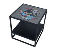 Table de chevet - ROBA - Minecraft - Métal et bois - Plateau amovible - Étagère de rangement
