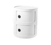 Table de Chevet Rond Empilable avec Tiroirs - Table de Nuit Modulaire en ABS, sans Montage, pour Chambre, Salon, Salle de Bain - Design Compact et Gain de Place(White,2 Tier)