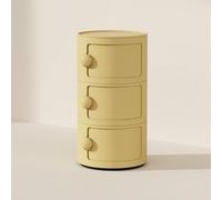 Table de Chevet Ronde à 2/3/4 Niveaux, Meuble de Rangement en Plastique avec Portes coulissantes, Meuble d'appoint modulaire Moderne pour Chambre et Salon (36 x 66 cm, Jaune)