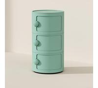 Table de Chevet Ronde à 2/3/4 Niveaux, Meuble de Rangement en Plastique avec Portes coulissantes, Meuble d'appoint modulaire Moderne pour Chambre et Salon (36 x 66 cm, Vert)
