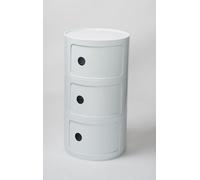 Table De Chevet Ronde avec Tiroirs Et Porte Coulissante - Table De Nuit Modulable Et Empilable, Armoire De Rangement en Plastique ABS pour Chambre, Salon, Salle De Bain(White,3 Tier)