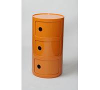 Table De Chevet Ronde avec Tiroirs Et Porte Coulissante - Table De Nuit Modulable Et Empilable, Armoire De Rangement en Plastique ABS pour Chambre, Salon, Salle De Bain(Orange,3 Tier)