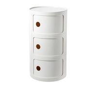Table de chevet ronde avec tiroirs, petite table de chevet avec rangement, meuble de rangement rond avec porte coulissante, table d'appoint moderne, commode de chevet en plastique pour salon, chambre