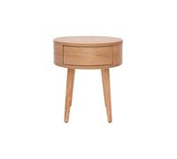 Table de chevet ronde en bois clair avec tiroir JUDITH