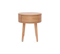 Table de chevet ronde en bois clair avec tiroir JUDITH