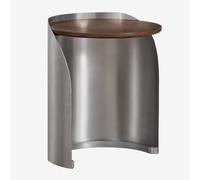 Table De Chevet Ronde En Bois De Manguier Et Acier Inoxydable Xireisa Ø35 Cm - ¿45 Cm