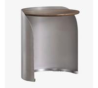 Table de chevet ronde en bois de manguier et acier inoxydable Xireisa Ø45 cm - ?55 cm