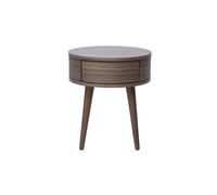 Table de chevet ronde en bois foncé avec tiroir JUDITH