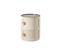 Table de Chevet Ronde en Plastique, Meuble de Rangement à 2/3/4 Niveaux avec Porte coulissante, Table d'appoint modulaire Moderne pour Chambre et Salon (32 x 40 cm, Beige)