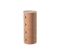 Table de Chevet Ronde en Plastique, Meuble de Rangement à 2/3/4 Niveaux avec Porte coulissante, Table d'appoint modulaire Moderne pour Chambre et Salon (32 x 76 cm, Orange)