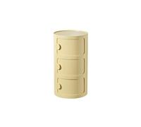Table de Chevet Ronde en Plastique, Meuble de Rangement à 2/3/4 Niveaux avec Porte coulissante, Table d'appoint modulaire Moderne pour Chambre et Salon (32 x 58 cm, Jaune)