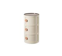 Table de Chevet Ronde en Plastique, Meuble de Rangement à 2/3/4 Niveaux avec Porte coulissante, Table d'appoint modulaire Moderne pour Chambre et Salon (32 x 58 cm, Beige)