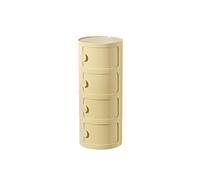 Table de Chevet Ronde en Plastique, Meuble de Rangement à 2/3/4 Niveaux avec Porte coulissante, Table d'appoint modulaire Moderne pour Chambre et Salon (32 x 76 cm, Jaune)