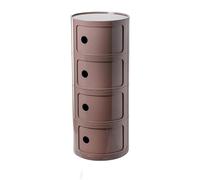Table de Chevet Ronde Funky Rétro avec Tiroirs, 2/3/4 Niveaux en Plastique, Armoire de Rangement Moderne avec Porte Coulissante Rose pour Chambre, Salon, Salle de Bain(Deep Purple,4 Tier)
