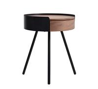 Table de chevet ronde industrielle avec 1 tiroir et 4 pieds noirs, parfaite pour le salon et la chambre à coucher, solution de rangement élégante pour n'importe quelle pièce, design moderne