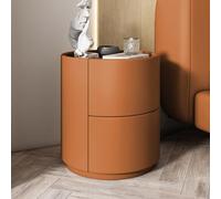 Table de chevet ronde moderne en bois massif blanc avec double tiroirs Table de chevet minimaliste pour petite chambre à coucher Solution de rangement chic et fonctionnelle - (couleur : GE)