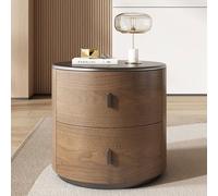 Table de Chevet Ronde Moderne for Chambre à Coucher,Table d'appoint en Bois avec tiroir,Table de Nuit aux Bords arrondis,Peu encombrante,idéale for Les Petites Chambres(C,40x40x50cm/16x16x20in)