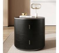 Table de Chevet Ronde Moderne for Chambre à Coucher,Table d'appoint en Bois avec tiroir,Table de Nuit aux Bords arrondis,Peu encombrante,idéale for Les Petites Chambres(A,45x45x50cm/18x18x20in)