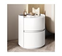 Table de chevet ronde moderne minimaliste avec 2 tiroirs de rangement en bois pour chambre à coucher, salon, commode sans assemblage requis, couleur #03, dimensions 40 x 40 x 50 cm