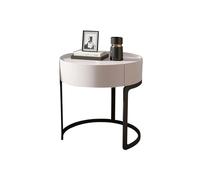 Table de chevet ronde moderne minimaliste en bois avec tiroirs de rangement, table d'appoint polyvalente pour canapé ou table basse pour chambres contemporaines
