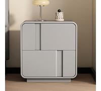 Table de chevet rustique et moderne, 50 cm de large, en bois, avec 2 tiroirs de rangement et poignées dissimulées, entièrement assemblée. Idéale pour la chambre, le salon, le dressing ou le