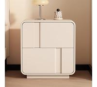 Table de chevet rustique et moderne, 50 cm de large, en bois, avec 2 tiroirs de rangement et poignées dissimulées, entièrement assemblée. Idéale pour la chambre, le salon, le dressing ou le