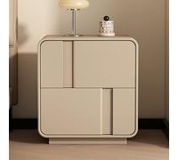 Table de chevet rustique et moderne, 50 cm de large, en bois, avec 2 tiroirs de rangement et poignées dissimulées, entièrement assemblée. Idéale pour la chambre, le salon, le dressing ou le