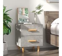 Table de chevet scandinave avec 2 tiroirs en bois d'eucalyptus solide pour chambre à coucher et salon - Gris béton - 40 x 35 x 47,5 cm