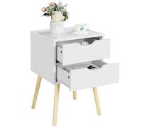 Table de Chevet Scandinave Table Basse Bout de Canape Table de Nuit 2 Tiroirs
