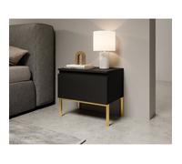 Table de chevet - SELSEY - Bemmi - Noir avec pieds dorés - Style scandinave et moderne