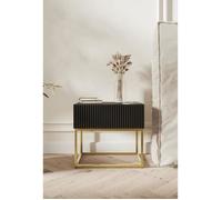 Selsey Table De Chevet sur Pieds Dorés avec Tiroir À Lamelles 50 x 44 cm Table De Nuit Noir Veldio