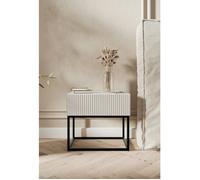 Table de chevet - VELDIO - 50 cm blanc avec pieds noirs
