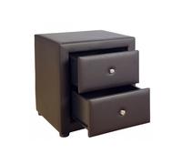 Homestyle4u Table de chevet Simili Cuir Brun Nuit