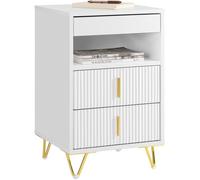 Table de Chevet - SoBuy - FBT168-W - 3 Tiroirs - Étagère - Blanc - L40xP40xH63 cm