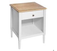 Atmosphera - Table de chevet Solen - Bois blanc L45 x P40 x H61 cm - 1 tiroir