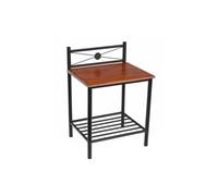 Table de chevet ST58 en bois brun et pieds en métal noir, Dim: H64 x L45 x P35 cm -PEGANE-