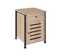 Table de chevet - TECTAKE - Chevet WATEFORD avec porte magnétique et étagère en bois et acier 40 x 42 x 60,5 cm - Bois clair