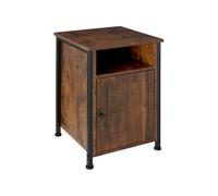 Table de chevet - TECTAKE - Chevet BLACKBURN avec porte magnétique et étagère en bois et acier 40 x 42 x 60,5 cm - Bois foncé