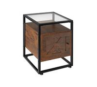 Table d'appoint - TECTAKE - Table de chevet KIDDERMINSTER au style industriel en bois et acier, 40 x 43 x 60,5 cm - Bois foncé