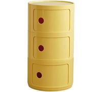 Table de Chevet Style Moderne Nordique avec tiroir et Porte coulissante Module de Rangement Plastique 2 3 4 Niveaux Table d'appoint empilable et démontable(Yellow,3Tier)