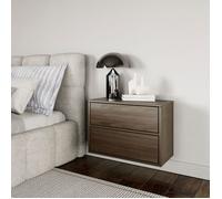 Selsey Table de Chevet Suspendue Flottante Wisconsin - Couleur Noyer - 50 x 36 x 40 cm (l x P x H) - Table de Chevet avec Deux tiroirs en Minimaliste - Push to Open - Scandinave - Montage Mural Peu